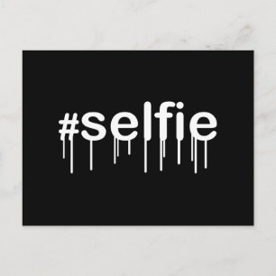 Hashtag Selfie Drooling Black Decor Vykort