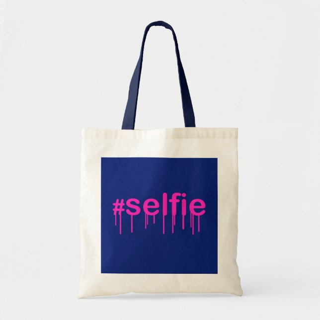 Hashtag Selfie Drooling on blue Tygkasse (Framsidan)