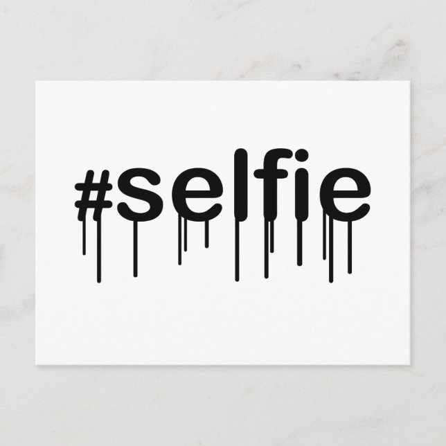 Hashtag Selfie Drooling Typography Vykort (Framsida)