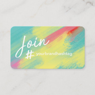 Hashtag Social Media Artistic Aqua Push Stroke Visitkort