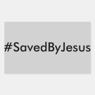 hashtag sparad av jesus rektangulärt klistermärke