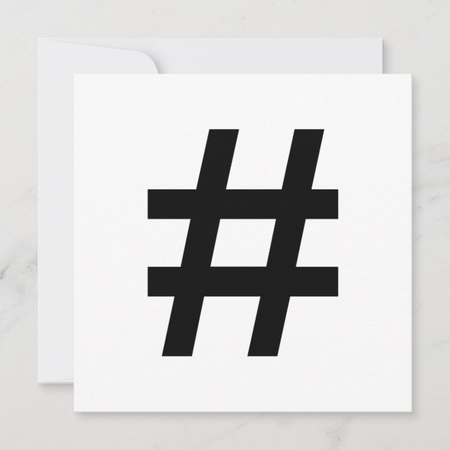 #HASHTAG - Svart hash-Märkre - symbol Inbjudningar (Framsida)
