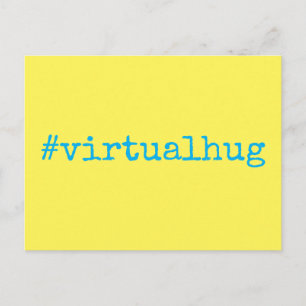 Hashtag Virtuell Hug i Bright Himmel Blue & Gult Vykort