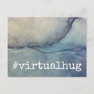 Hashtag Virtuell Hug över Denim Blue Abstrakt Bläc Vykort