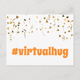 Hashtag Virtuell Hug Roligt Orange Font Guld Confe Vykort