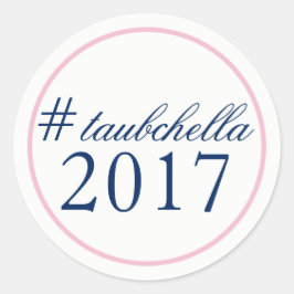 Hashtag Wedding Favor Sticker Rosa/flottan Runt Klistermärke