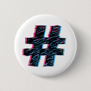 Hashtaggssymbol för coola Hand plockade 3D-effekt Knapp