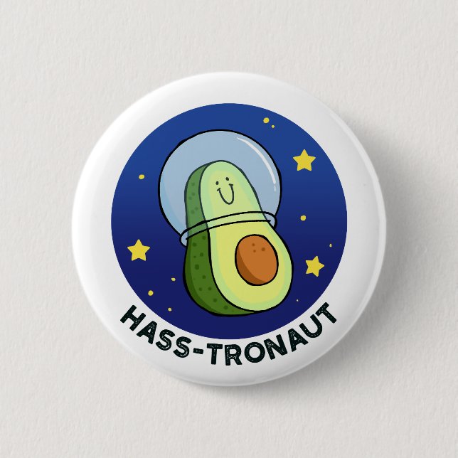 Hass-tronaut Avocado Space Pun Button Pin Knapp (Framsida)
