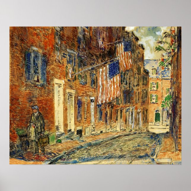 Hassam - Acorn St Boston 1919 Poster (Framsidan)