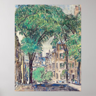 Hassam - berget Vernon St Boston 1919 Poster