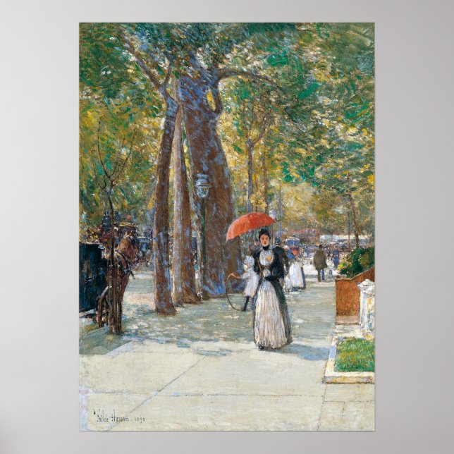 Hassam - Femte Ave vid Washington Sq New York 1891 Poster (Framsidan)