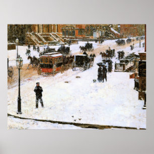 Hassam - Femte Avenue i Winter Poster