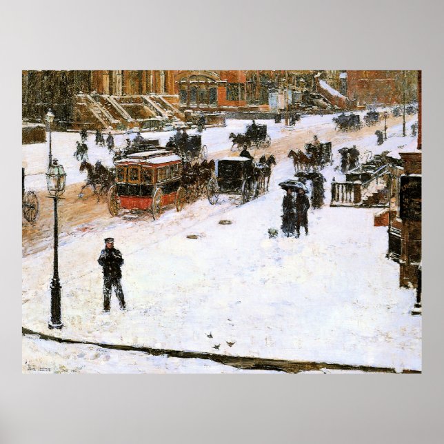 Hassam - Femte Avenue i Winter Poster (Framsidan)
