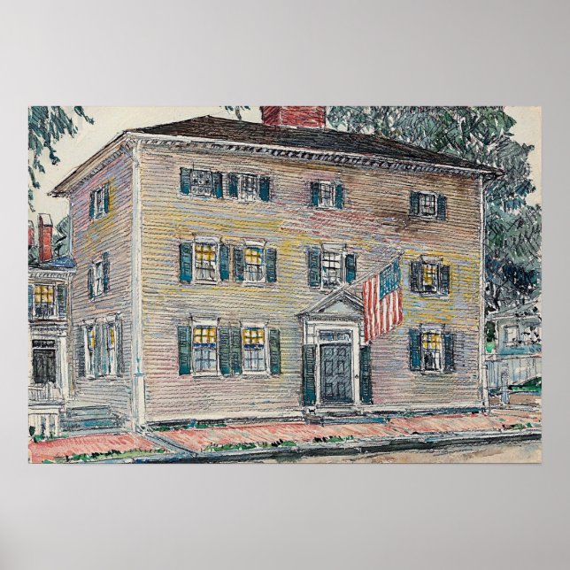Hassam - Frame Mansion New Hampshire 1917 Poster (Framsidan)