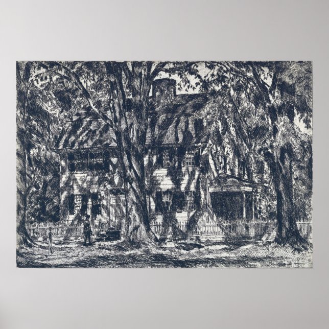 Hassam - Lion Gardiner House Easthampton Poster (Framsidan)