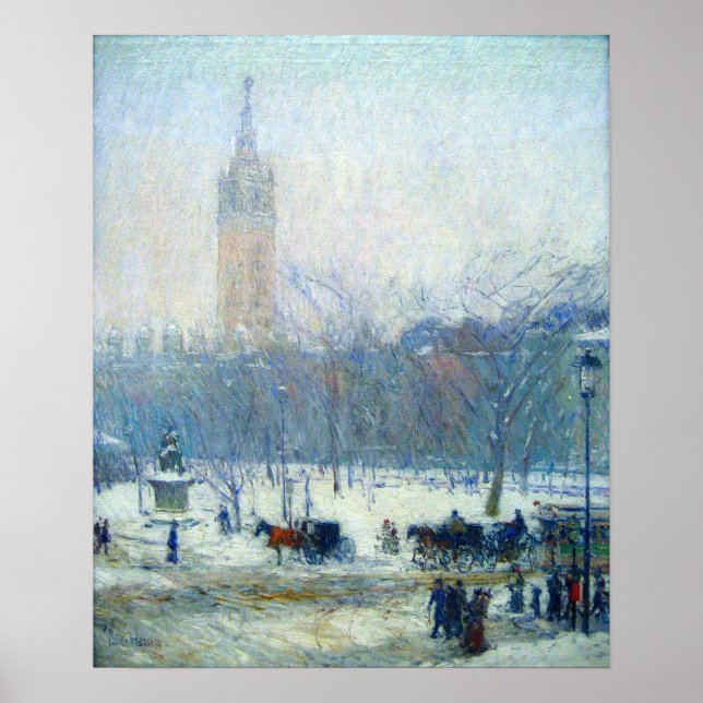 Hassam - Madison Square Snowstorm 1893 Poster (Framsidan)