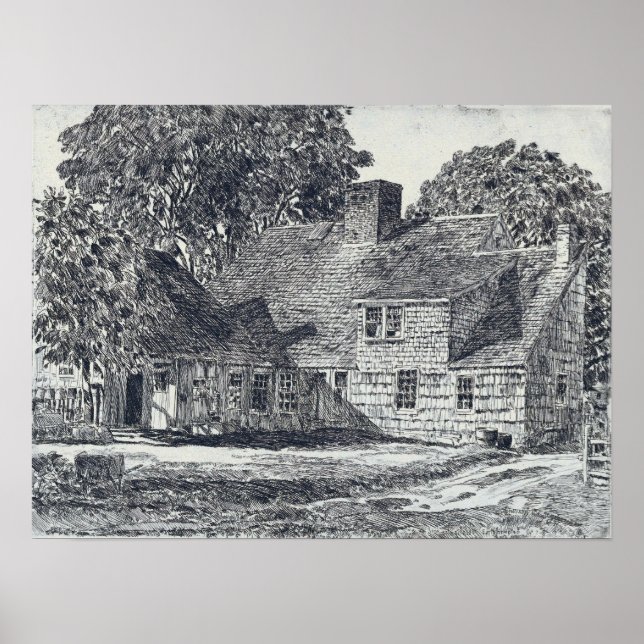 Hassam - Old Dominy House Easthampton Poster (Framsidan)