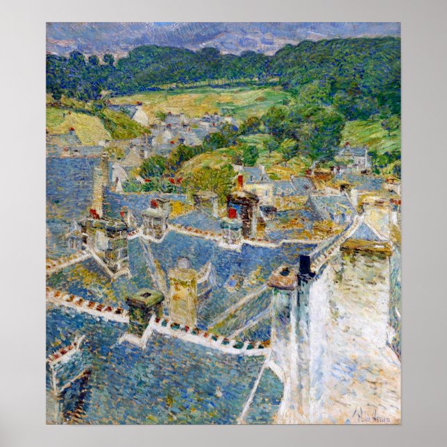 Hassam - RoOfops Pont Aven Brittany 1897 Poster (Framsidan)