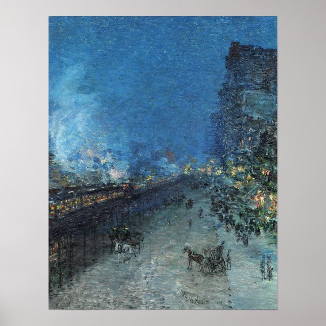 Hassam - Sixth Ave El Nocturne (The El New York) … Poster (Framsidan)