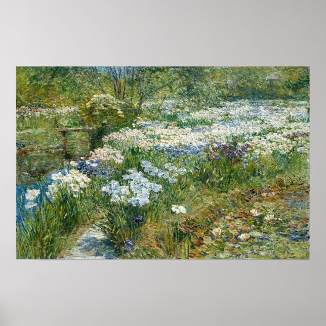 Hassam - Trädgården vid vattnet 1909 Poster (Framsidan)