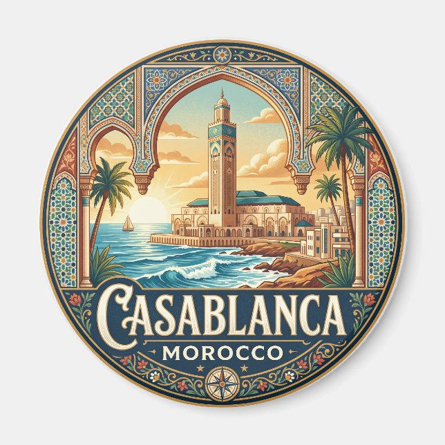 Hassan II-moskén Marocko Magnet (Framsidan)