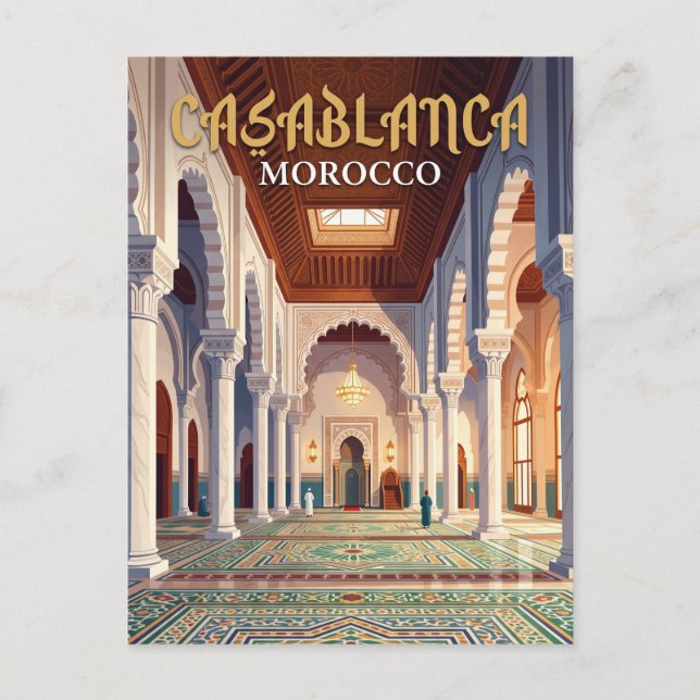 Hassan II-moskén Marocko Vykort (Framsida)