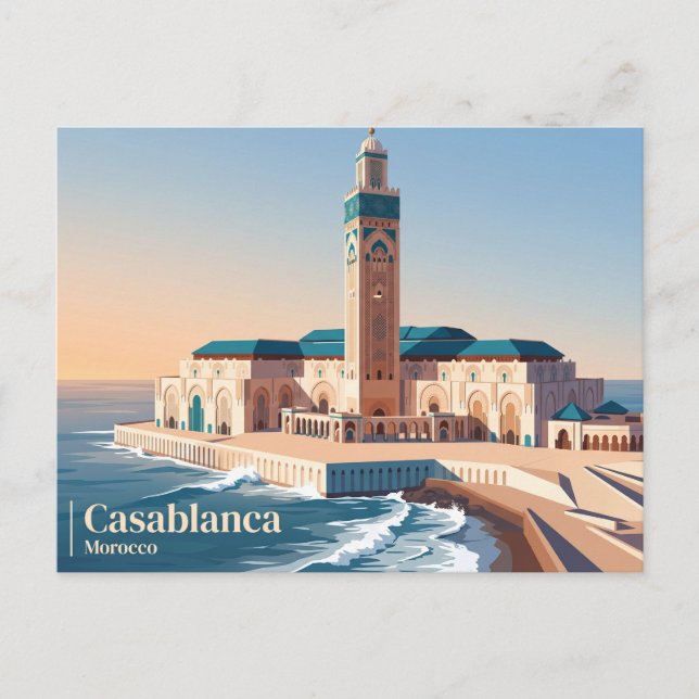 Hassan II-moskén Marocko Vykort (Framsida)