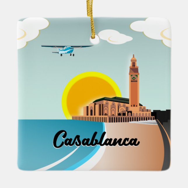 Hassan II Mosque Casablanca Marocko Julgransprydnad Keramik (Framsida)