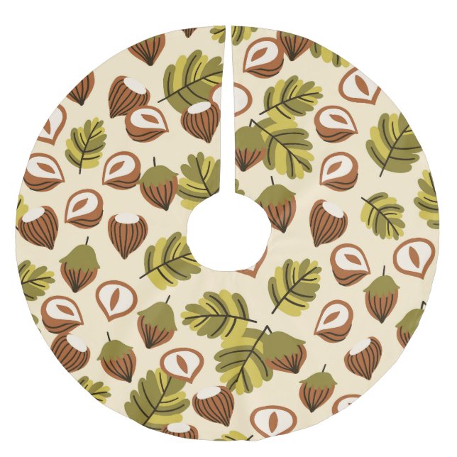 Hasselnut Löv i sjölösa Mönster Julgransmatta Borstad Polyester (Framsidan)