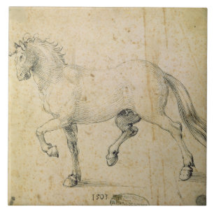 Häst 1503 (skriva och bläck på papper), kakelplatta