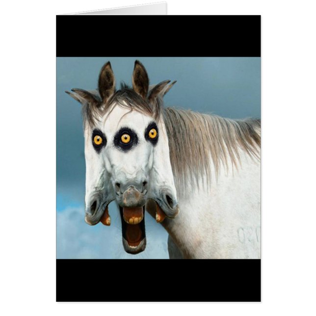 häst 3-Headed Hälsningskort (Framsidan)