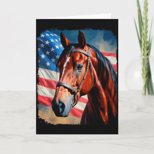 Häst 4 juli Patriotisk häst Amerikansk flagga  Kort