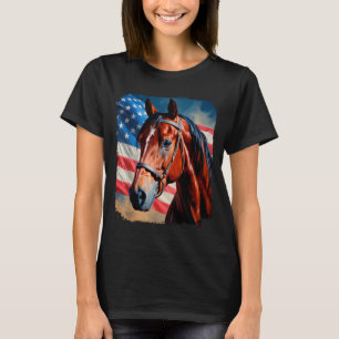 Häst 4 juli Patriotisk häst Amerikansk flagga  T Shirt