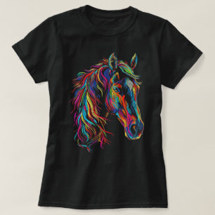 Häst Abstrakt Konst Djur Färgglatt Grafiskt Motiv T Shirt