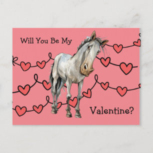 Häst älskar Valentine vycard för barn. Vykort