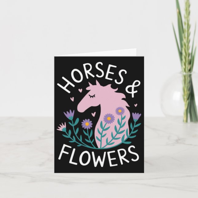 Häst&amp; Blommor - Horse Tonåringar Horse Lovers Kort (Framsida)