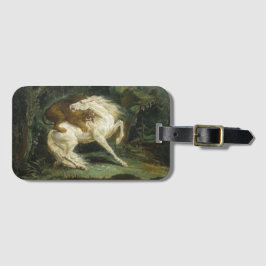Häst angripen av en Lejon (av Théodore Géricault) Bagagebricka