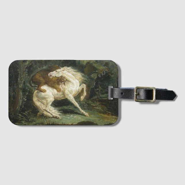 Häst angripen av en Lejon (av Théodore Géricault) Bagagebricka (Framsida horisontal)