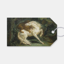 Häst angripen av en Lejon (av Théodore Géricault) Presentetikett