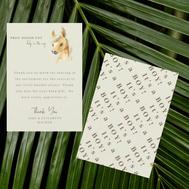 Häst är det en Tack för meddelande om pojkbabykläd (Skapare uppladdad)