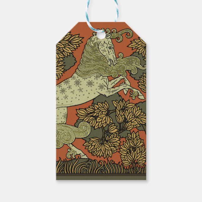 Häst Art Nouveau medeltida konsthantverk  Presentetikett (Framsidan)