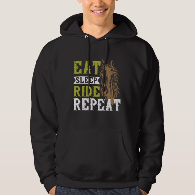 Häst - Ät Sömnlöshet Upprepa Hoodie (Framsida)