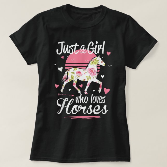 Häst. Bara en flicka som Kärlek Horses T Shirt (Design framsida)