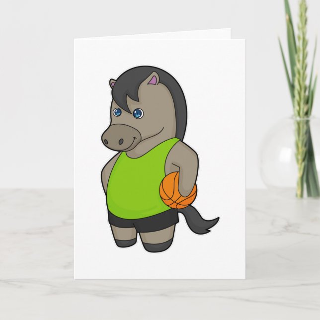 Häst Basketspelare Basket Kort (Framsida)