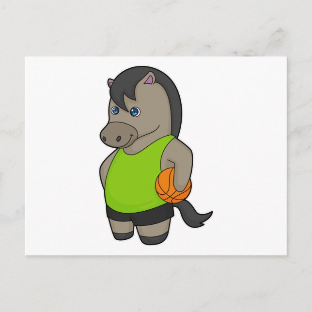 Häst Basketspelare Basketboll Vykort (Framsida)
