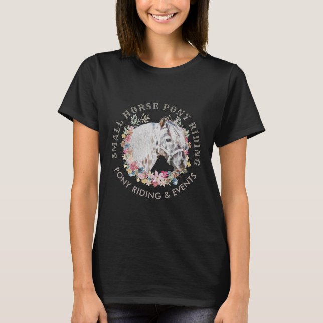 Häst Blommig Djur Gård T Shirt (Framsida)