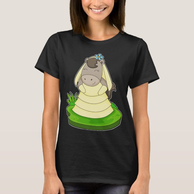 Häst Brud Blomma Bröllop T Shirt (Framsida)