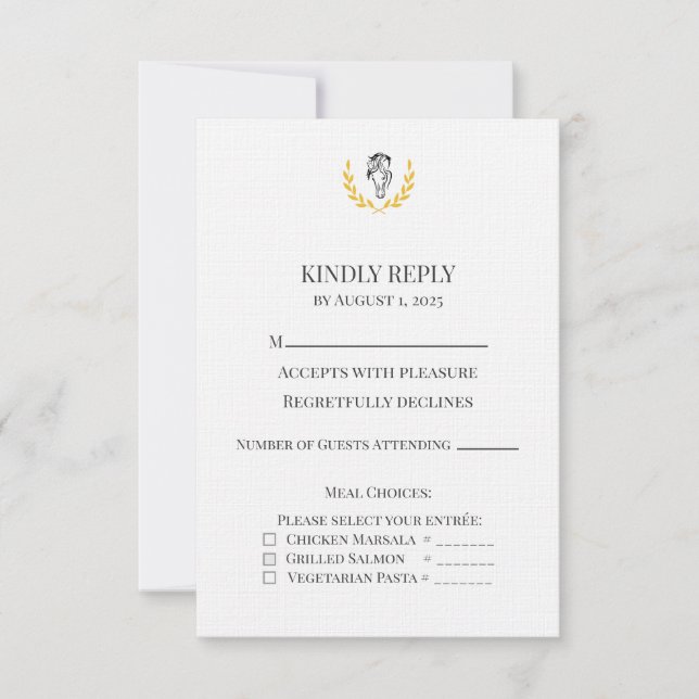 Häst Crest Bröllop RSVP-kort OSA Kort (Framsida)