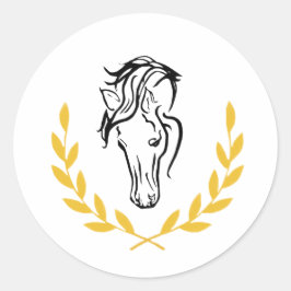 Häst Crest Bröllopssigill - Ridlaurelldesign Runt Klistermärke