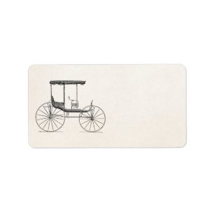 Häst-Dragen antik Buggy för vintage1800s vagn Adressetikett